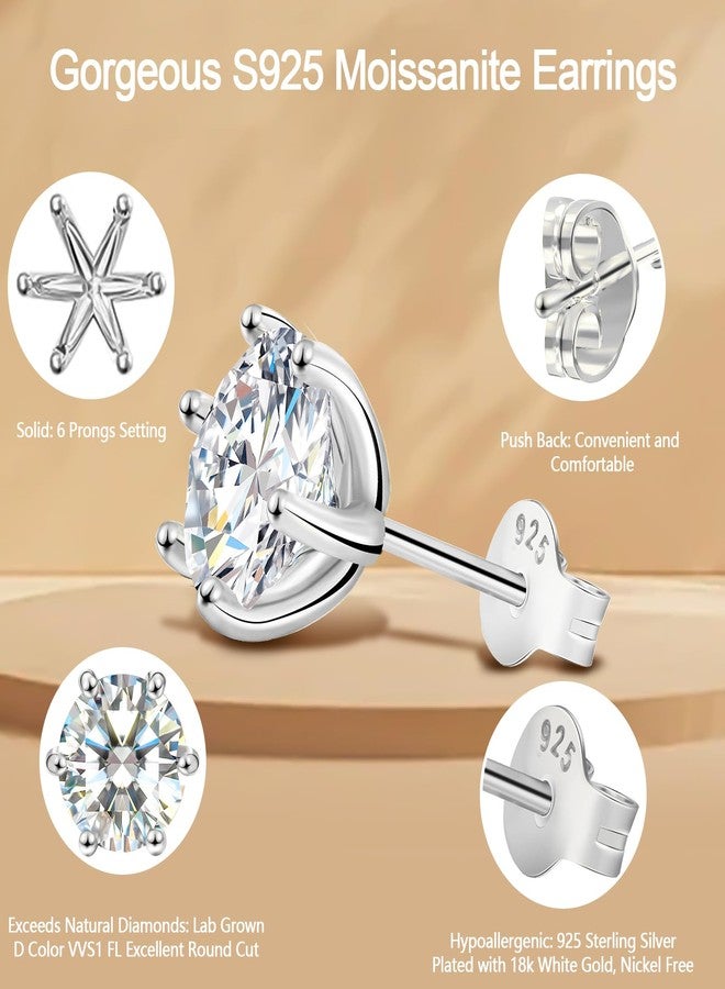 Saintda Moissanite Stud Earrings for Women 925 Sterling Silver Lab Grown Created vvs Diamond Studs Earrings Wedding Gifts Wife Jewelry Women Men Girls - Image 4